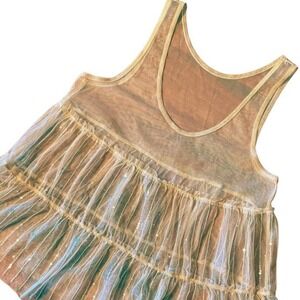 Boho Tank Top With A Sparkly Sequins Tulle Tiered Bottom‎ Size Small To Medium